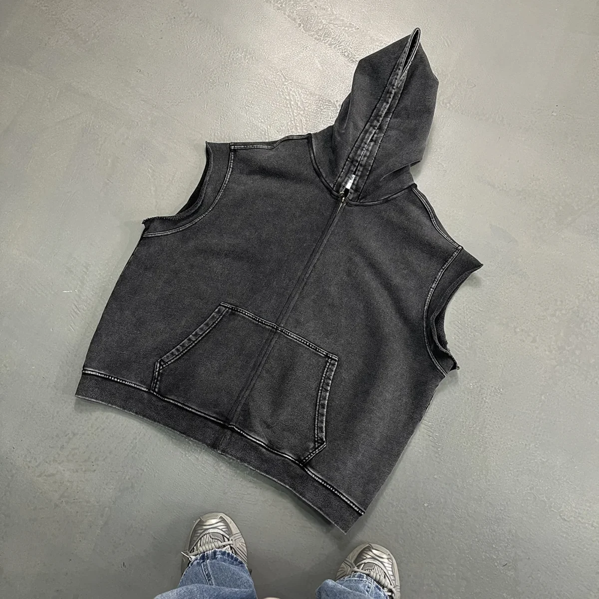 Худи Washed Zip Hoodie Vest — изображение 4