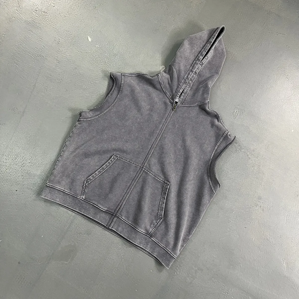 Худи Washed Zip Hoodie Vest — изображение 7